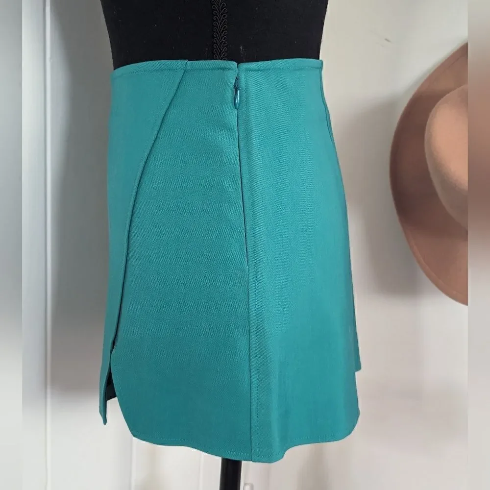A.L.C. Rylee Faux Wrap Jade Teal Mini Skirt sz 4 EUC